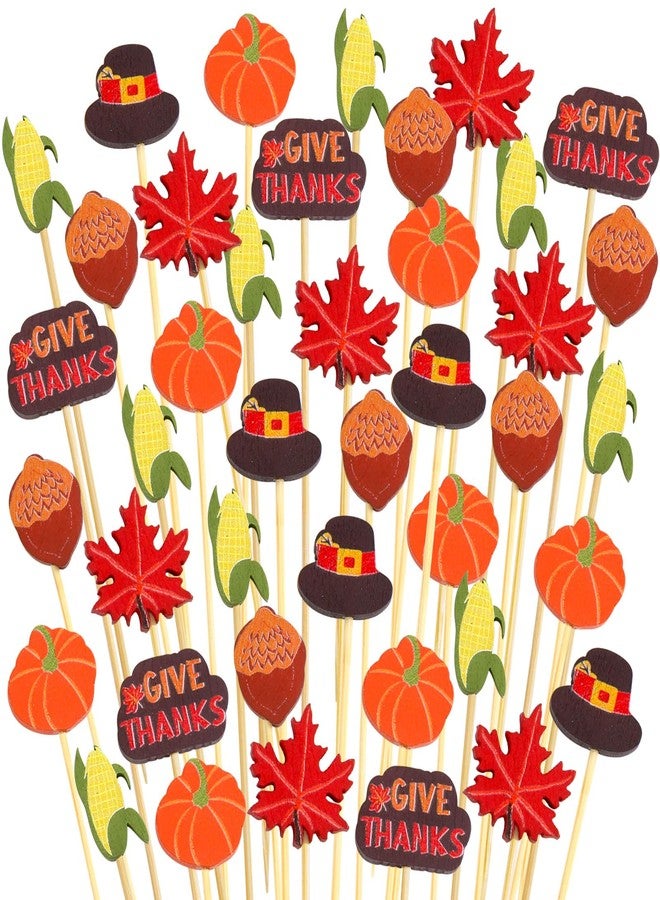 WorldBazaar Thanksgiving Cocktail Picks 120PCS Thanksgiving Toothpicks Fall Food Appetizer Sticks Fruit Harvest Decorations Party Supplies - Image 2